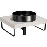 Abode Cava Round Countertop Steel Black Basin with Pebble Grey Worktop, Matt Black Bottle Trap & Towel Rail