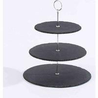 Homiu 3 Tier Cake Stand 100% Natural Slate for Sandwiches Cupcakes Display