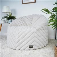 Rucomfy Ribbed Faux Fur Beanbag Chair- Ivory