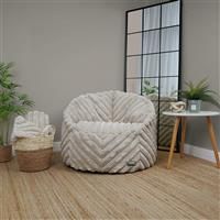 Rucomfy Ribbed Faux Fur Beanbag Chair- Ivory