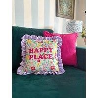 Rucomfy Frilled Happy Place Cushion - Purple