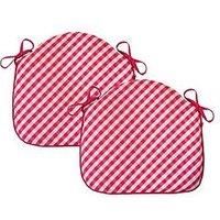 Rucomfy Single Seat Indoor/Outdoor Chair Seatpad - 2 Pack-Cerise Gingham