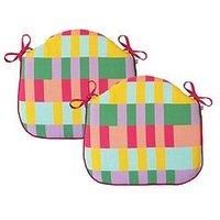 Rucomfy Single Seat Indoor/Outdoor Chair Seatpad - 2 Pack- Block Print