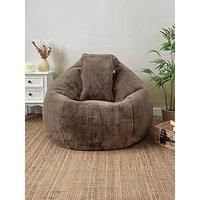 rucomfy Beanbags Hygge Faux Fur Bean Bag Chair for Adults - Extra Large Luxurious Fluffy Seating for Home Lounge and Bedroom - Arrives with Filling - 80 x 110cm (Linen, Beanbag Only)