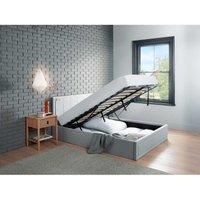 Double Bed Frame Storage Ottoman Bed Lift King Size Bed & Mattress Grey Velvet