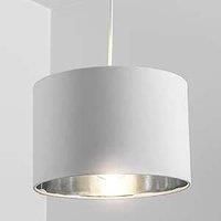 'Nila' Luxury Cream Velvet & Silver Inner Round Pendant Drum Lamp Shade