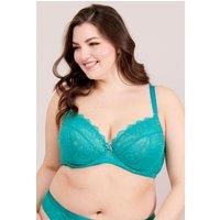 Oola Lingerie Non Padded Bra - Size 42F | Full Coverage Underwired Cup Bra, Green Mesh & Lace | Wired & Comfortable Straps for Large Breast Support | Women/'s Plus Size Bras, Underwear & Lingerie