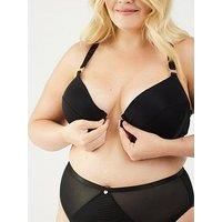 Oola Soft Mesh Padded Plunge Front Fastening Bra - Black