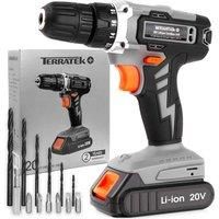 20V Cordless Drill Driver Combi Electric Screwdriver Set Terratek