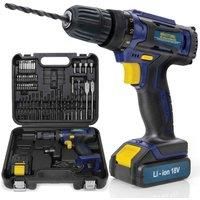 Cordless Drill Driver 18 20V Max Li-ion Drill Bit Set - 54 Pc Kit Battery Carry Case And Charger Included