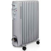 Futura Oil Filled Radiator Heater 2500W Grey Portable Thermostat 3 Heat Settings
