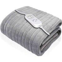 Dreamcatcher Luxurious Silver Heated Throw Electric Blanket, 160 x 120cm Heated Blanket Machine Washable Soft Fleece Electric Throw Overblanket with 12HR Timer and 9x Control Heat Settings