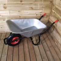 90 Litre 150kg Capacity Heavy Duty Galvanised Metal Garden Wheelbarrow Pneumatic