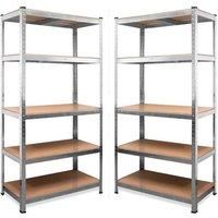 Set of 2 Garage Shelving 90cmx180cm Heavy Duty 5 Tier Multipurpose Metal Racking