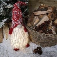 63cm Tall Christmas Light Up Gnome Gonk Nordic Decoration Sitting in Red or Grey