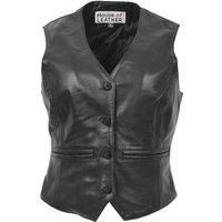 Womens Real Leather Waistcoat Button Fastening Traditional Style Rita (18, Black)