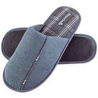 Slipper Snob - Mens Indoor Slip On Mule Slippers | Plain Top Checked Sole | Memory Foam (11 UK, Grey, numeric_11)