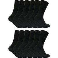 12 Pairs Mens Thermal Diabetic Socks | Sock Snob | Non Elastic Extra Wide Diabetic Socks for Poor Circulation (6-11, Black)