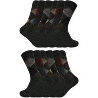 12 Pair Mens Soft Lambswool Honeycomb Top Argyle Patterned Socks