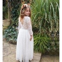 Lilly + Bo Girl's Evelyn Ivory White Lace Dress Flower Girl | Party Dress in Natural | Size: 11-12 Years