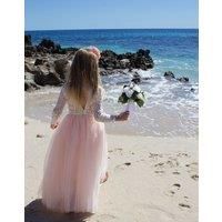 Lilly + Bo Girl's Mary Jane in Blush Apricot Party or Flower Girl Dress in Pale Pink | Size: 9-10 Years
