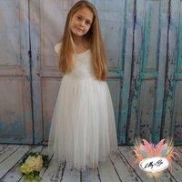 Lilly + Bo Girl's Mary Jane in Ivory White Party or Flower Girl Dress in Natural | Size: 11-12 Years
