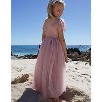 Lilly + Bo Girl's Blossom Dusty Rose Party or Flower Girl Dress in Natural | Size: 13-14 Years