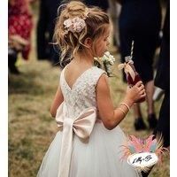 Lilly + Bo Girl's Maryanne in Pale Gold + Ivory White Skirt - Flower Girl Dress | Size: 9-12 m