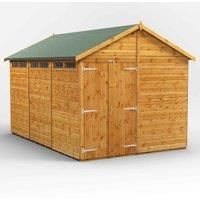 Power Apex Security Shed 12' x 8' - Double Doors in Natural Timber