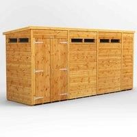 Power Pent 14' x 4' Double Door Security Shed, Brown
