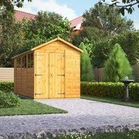 Power Apex Shed 14' x 6' Double Door in Natural Timber