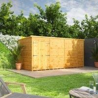 Power Pent 14' x 6' Windowless Double Door Garden Shed, Brown