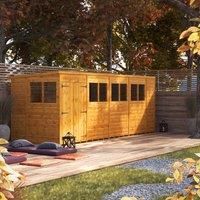 Power Pent 18' x 6' Double Door Garden Shed, Brown