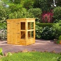 Power Pent 4' x 6' Double Door Potting Shed, Brown