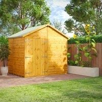 Power Windowless Apex Shed 6' x 8' - Double Doors in Natural Timber