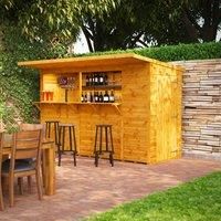 Power 10' x 4' Pub Shed Garden Bar, Brown