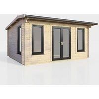 POWERSHEDS 10 ft. W x 16 ft. D Power Central Doors Apex Notched Logs Log Cabin (16x10)