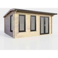 Power 16' x 10' Apex Log Cabin - Right Hand Doors, Brown