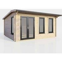 Power 16' x 12' Apex Log Cabin - Left Hand Doors, Brown