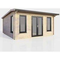 Power 16' x 14' Apex Log Cabin - Central Doors, Brown