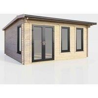 Power 16' x 14' Apex Log Cabin - Left Hand Doors, Brown