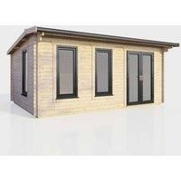 Power 18' x 10' Apex Log Cabin - Right Hand Doors, Brown