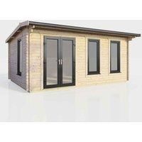 Power 18' x 10' Apex Log Cabin - Left Hand Doors, Brown