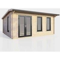 Power 18' x 12' Apex Log Cabin - Left Hand Doors, Brown