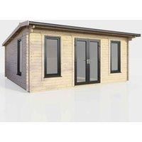Power 18' x 14' Apex Log Cabin - Central Doors, Brown