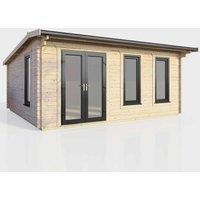 Power 18' x 14' Apex Log Cabin - Left Hand Doors, Brown