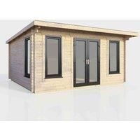 Power 16' x 12' Pent Log Cabin - Central Doors, Brown