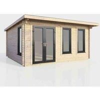 Power 16' x 12' Pent Log Cabin - Left Hand Doors, Brown