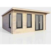 Power 16' x 14' Pent Log Cabin - Right Hand Doors, Brown