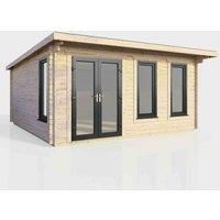 Power 16' x 14' Pent Log Cabin - Left Hand Doors, Brown